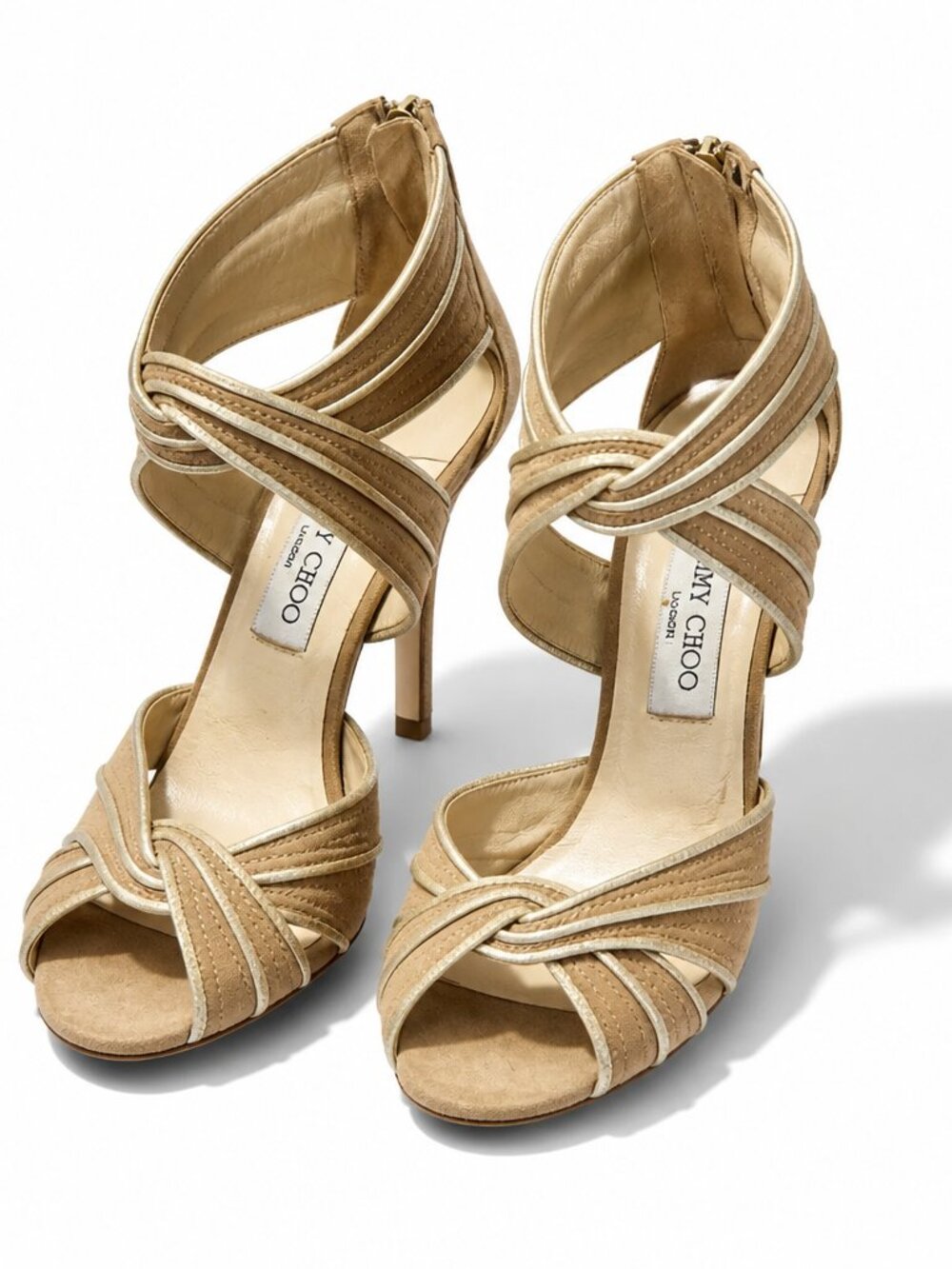 Jimmy Choo Metallic Gold Heeled Sandals Size 38